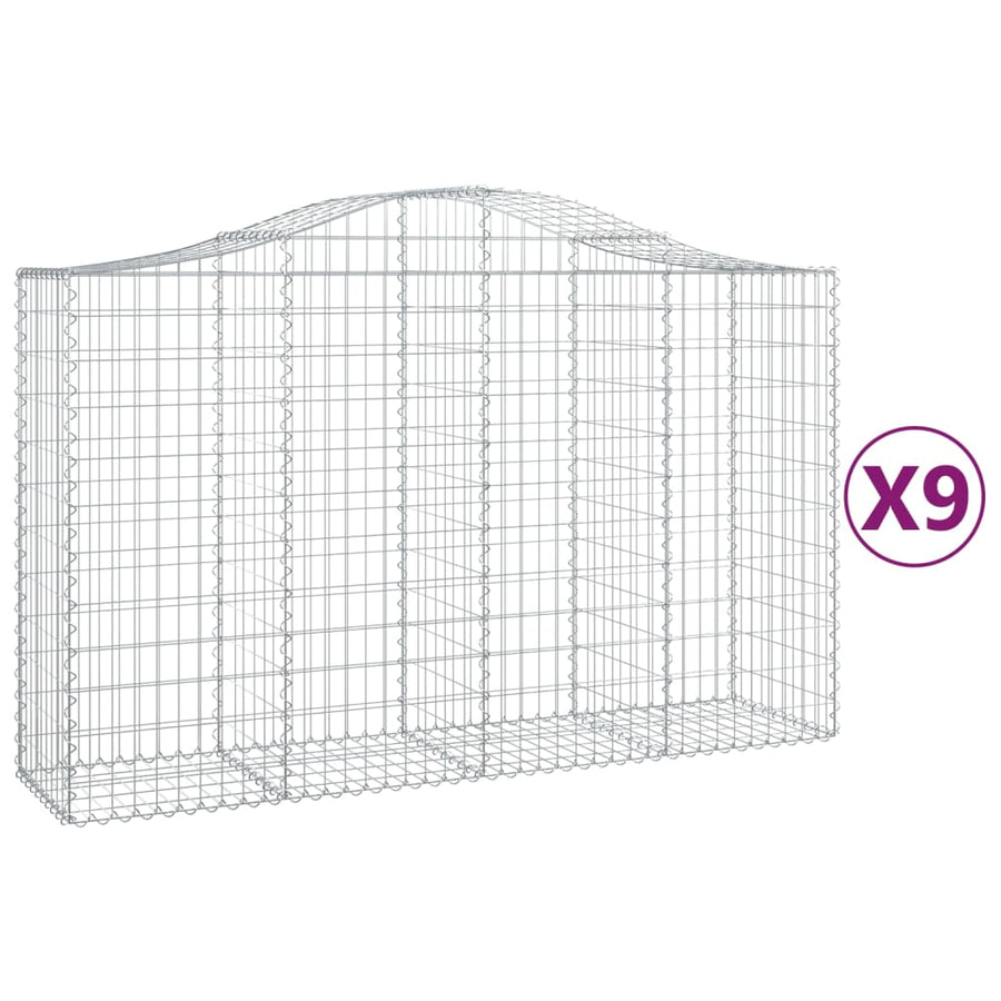 Schanskorven 9 st gewelfd 200x50x120/140 cm ijzer 9 200 x 50 x 120/140 cm