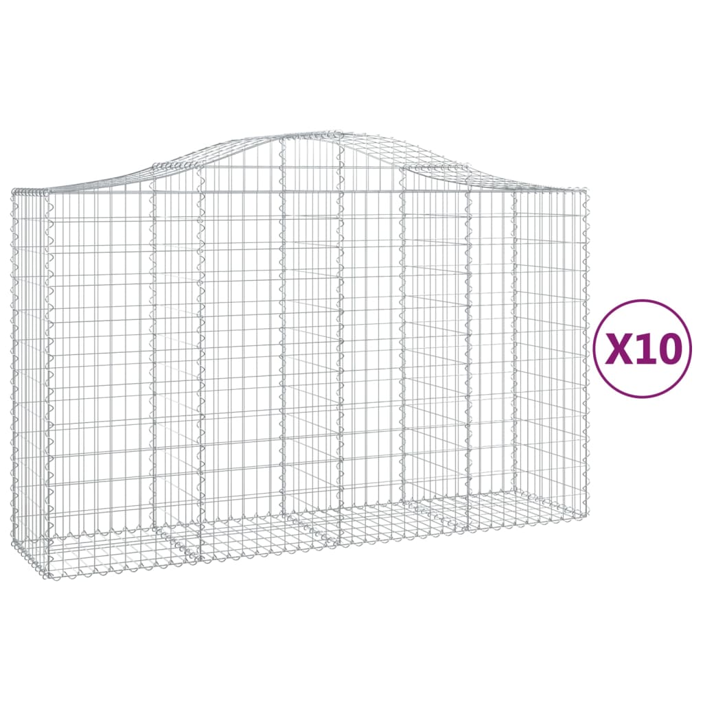 Schanskorven 10 st gewelfd 200x50x120/140 cm ijzer 10 200 x 50 x 120/140 cm