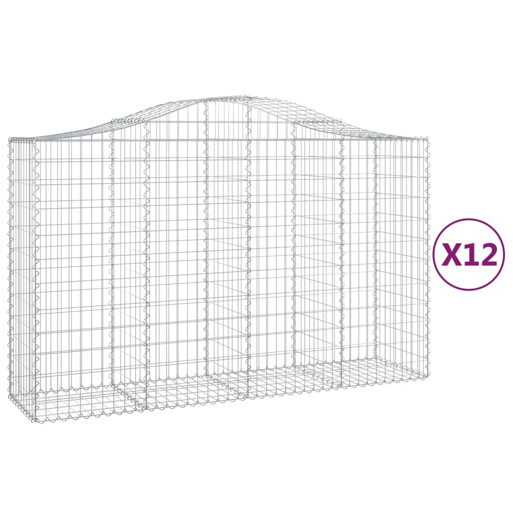 Schanskorven 12 st gewelfd 200x50x120/140 cm ijzer 12 200 x 50 x 120/140 cm