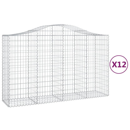 Schanskorven 12 st gewelfd 200x50x120/140 cm ijzer 12 200 x 50 x 120/140 cm