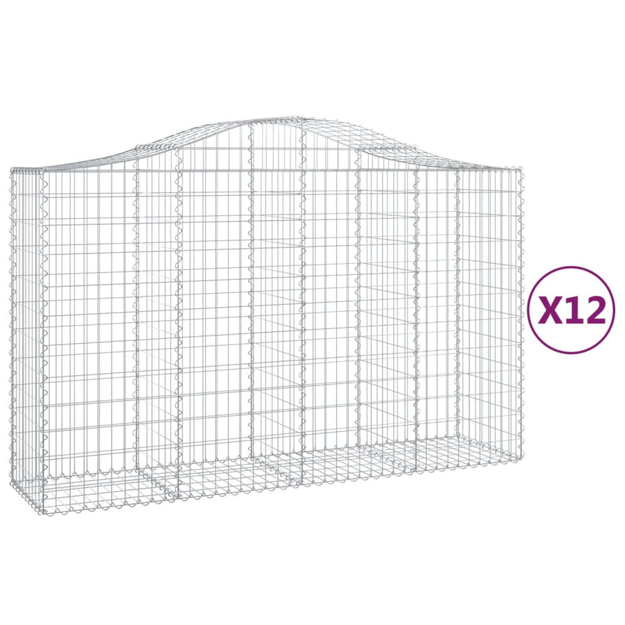 Schanskorven 12 st gewelfd 200x50x120/140 cm ijzer 12 200 x 50 x 120/140 cm