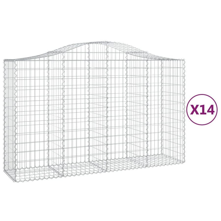 Schanskorven 14 st gewelfd 200x50x120/140 cm ijzer 14 200 x 50 x 120/140 cm