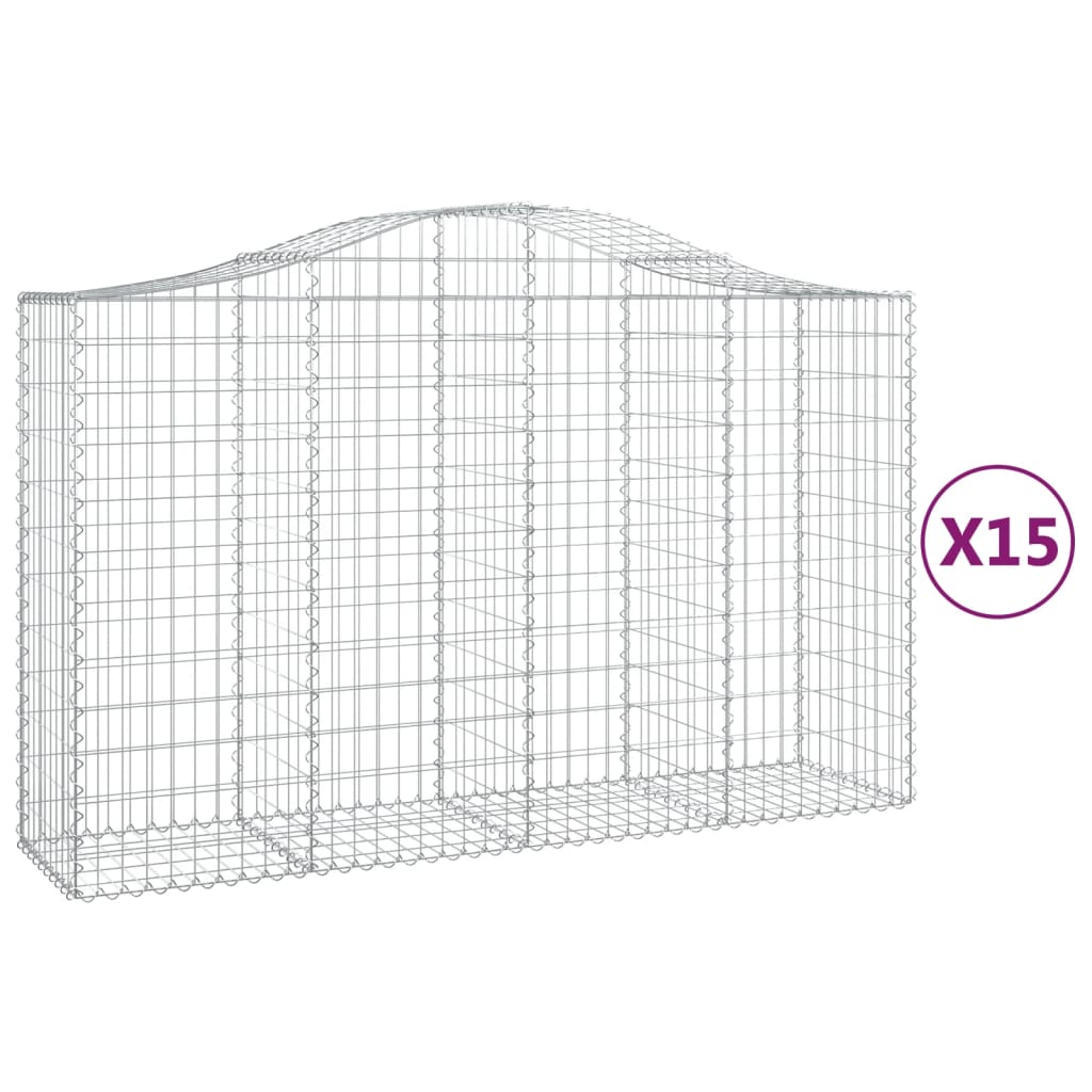 Schanskorven 15 st gewelfd 200x50x120/140 cm ijzer 15 200 x 50 x 120/140 cm