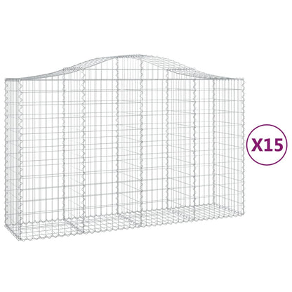 Schanskorven 15 st gewelfd 200x50x120/140 cm ijzer 15 200 x 50 x 120/140 cm