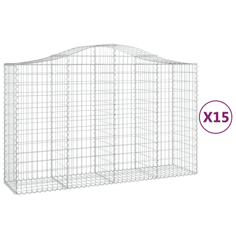 Schanskorven 15 st gewelfd 200x50x120/140 cm ijzer 15 200 x 50 x 120/140 cm