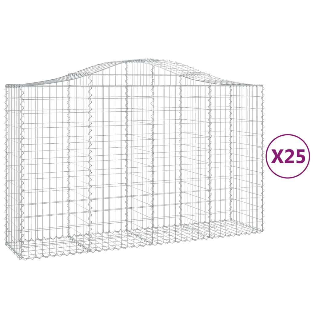 Schanskorven 25 st gewelfd 200x50x120/140 cm ijzer 25 200 x 50 x 120/140 cm