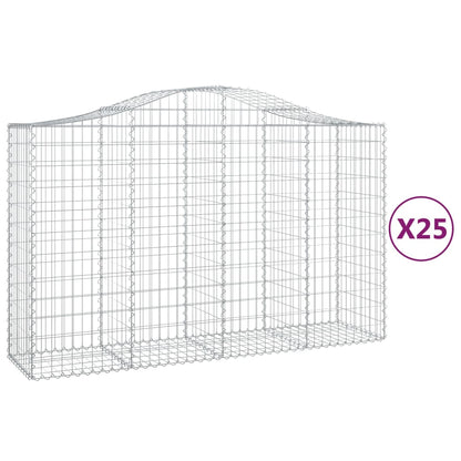 Schanskorven 25 st gewelfd 200x50x120/140 cm ijzer 25 200 x 50 x 120/140 cm