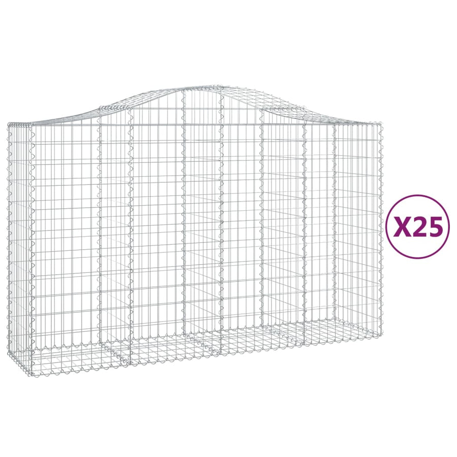 Schanskorven 25 st gewelfd 200x50x120/140 cm ijzer 25 200 x 50 x 120/140 cm