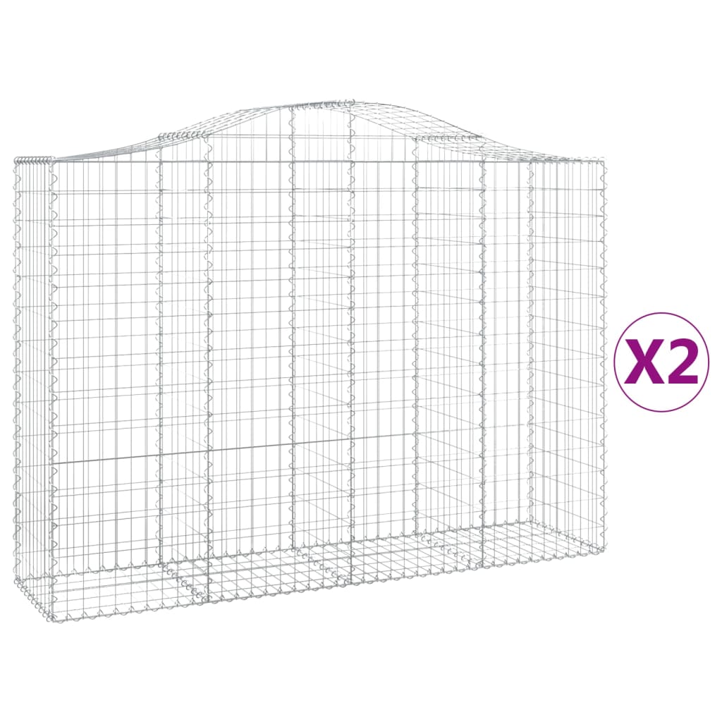 Schanskorven 2 st gewelfd 200x50x140/160 cm ijzer 2 200 x 50 x 140/160 cm