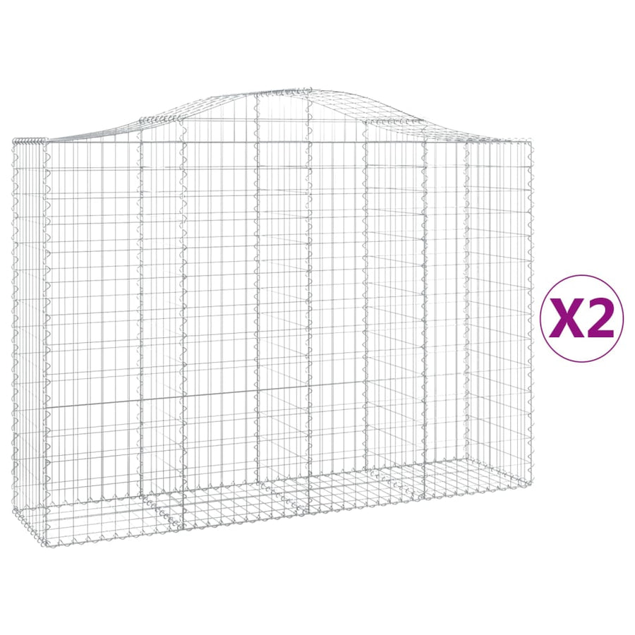 Schanskorven 2 st gewelfd 200x50x140/160 cm ijzer 2 200 x 50 x 140/160 cm