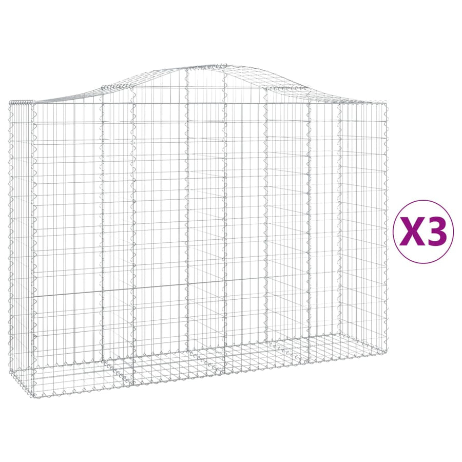 Schanskorven 3 st gewelfd 200x50x140/160 cm ijzer 3 200 x 50 x 140/160 cm