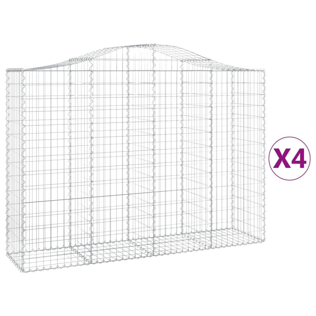 Schanskorven 4 st gewelfd 200x50x140/160 cm ijzer 4 200 x 50 x 140/160 cm