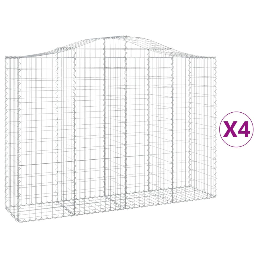 Schanskorven 4 st gewelfd 200x50x140/160 cm ijzer 4 200 x 50 x 140/160 cm