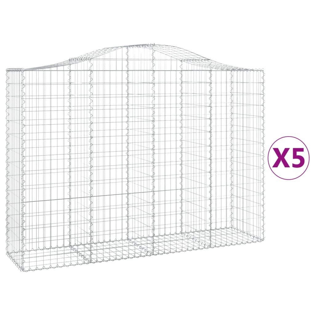 Schanskorven 5 st gewelfd 200x50x140/160 cm ijzer 5 200 x 50 x 140/160 cm