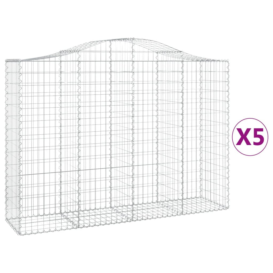 Schanskorven 5 st gewelfd 200x50x140/160 cm ijzer 5 200 x 50 x 140/160 cm