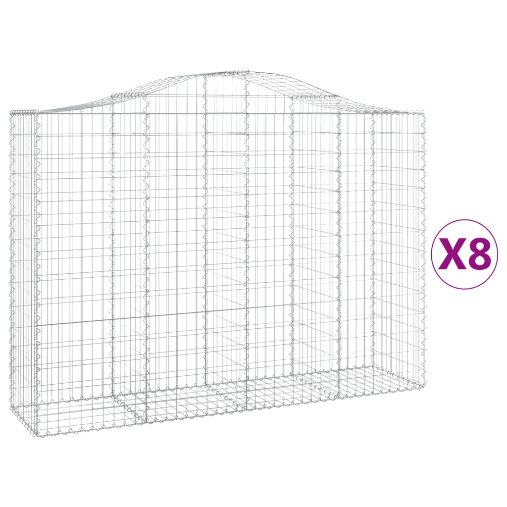 Schanskorven 8 st gewelfd 200x50x140/160 cm ijzer 8 200 x 50 x 140/160 cm