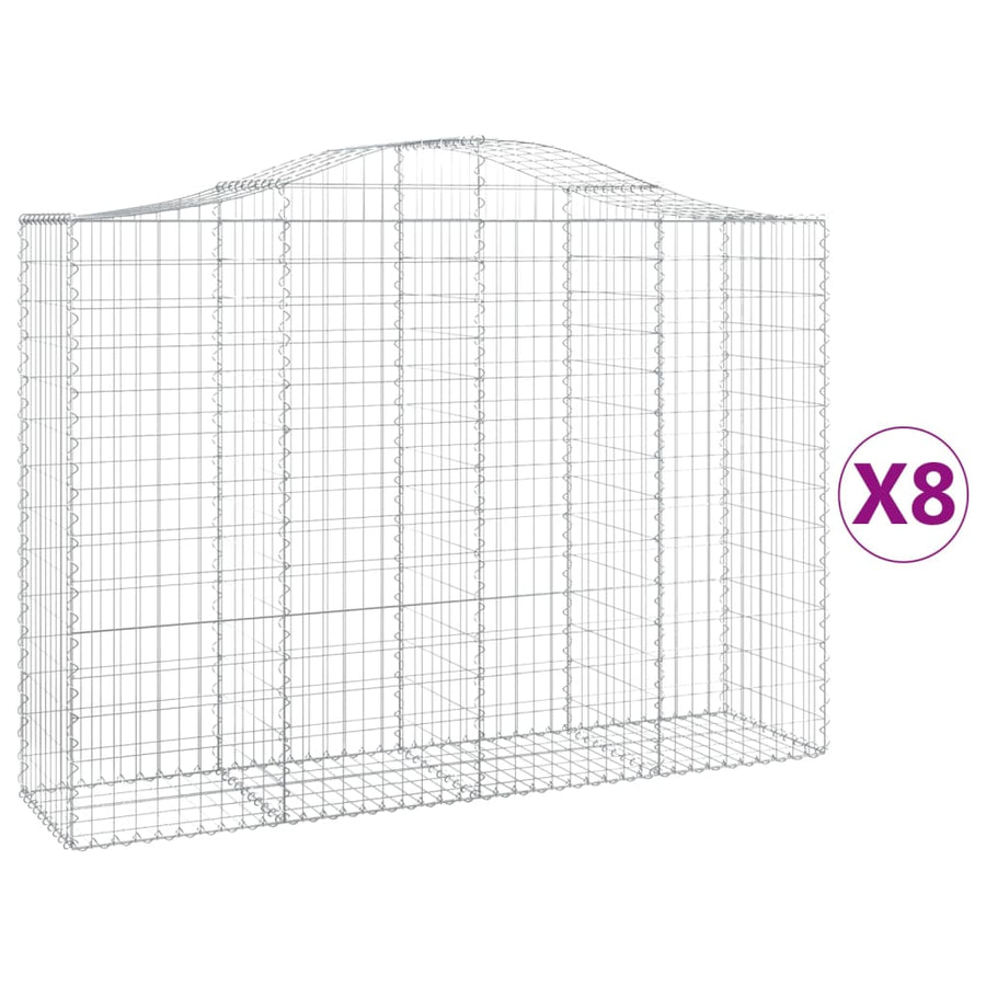 Schanskorven 8 st gewelfd 200x50x140/160 cm ijzer 8 200 x 50 x 140/160 cm