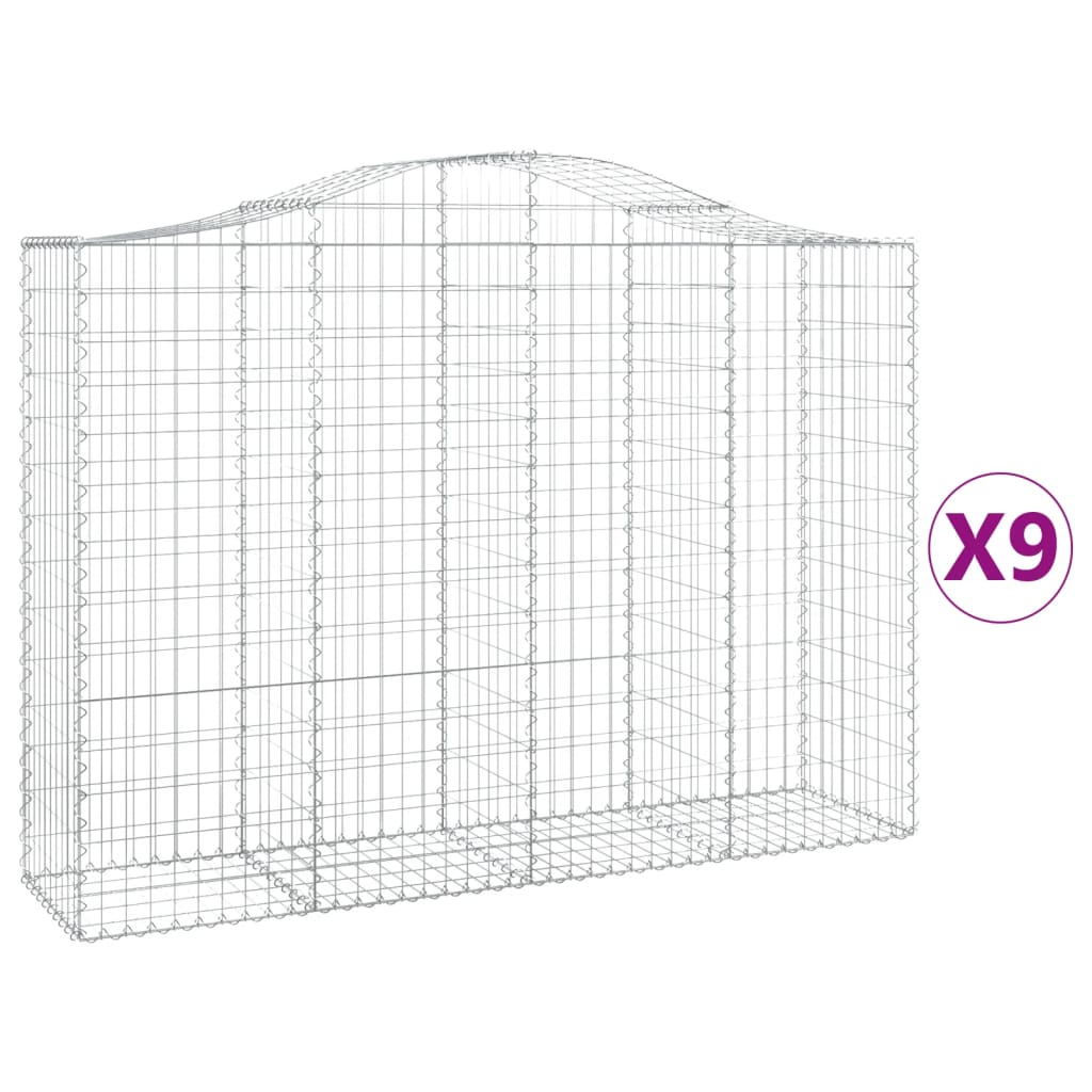 Schanskorven 9 st gewelfd 200x50x140/160 cm ijzer 9 200 x 50 x 140/160 cm