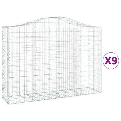 Schanskorven 9 st gewelfd 200x50x140/160 cm ijzer 9 200 x 50 x 140/160 cm
