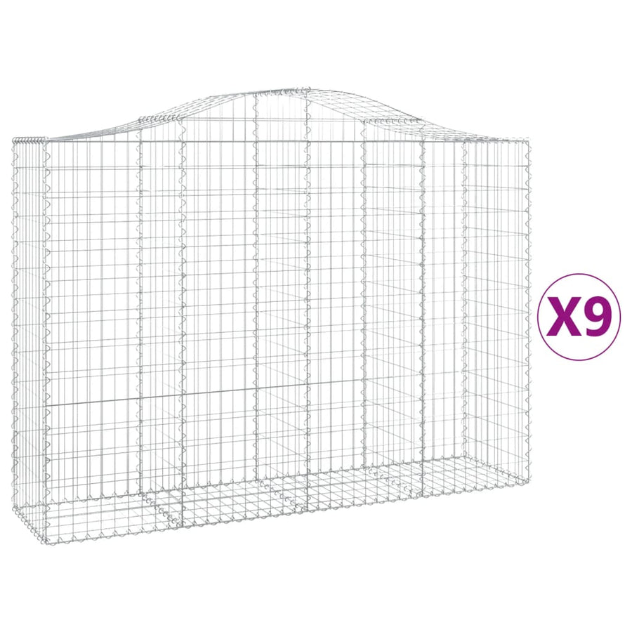 Schanskorven 9 st gewelfd 200x50x140/160 cm ijzer 9 200 x 50 x 140/160 cm