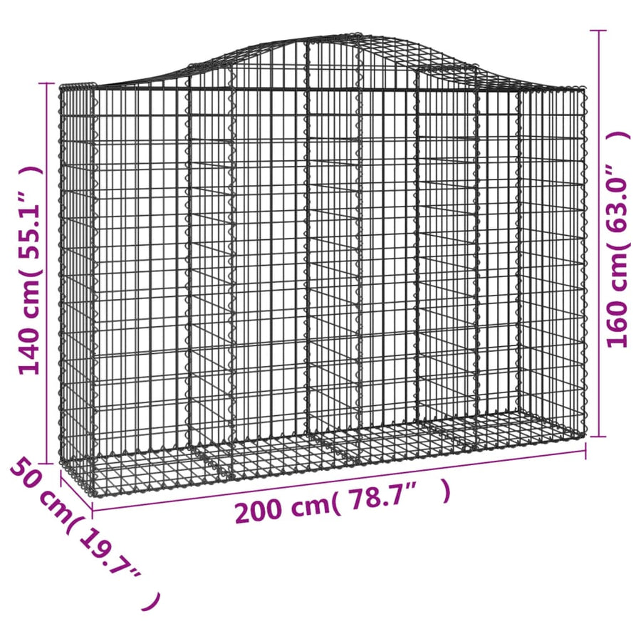 Schanskorven 9 st gewelfd 200x50x140/160 cm ijzer 9 200 x 50 x 140/160 cm