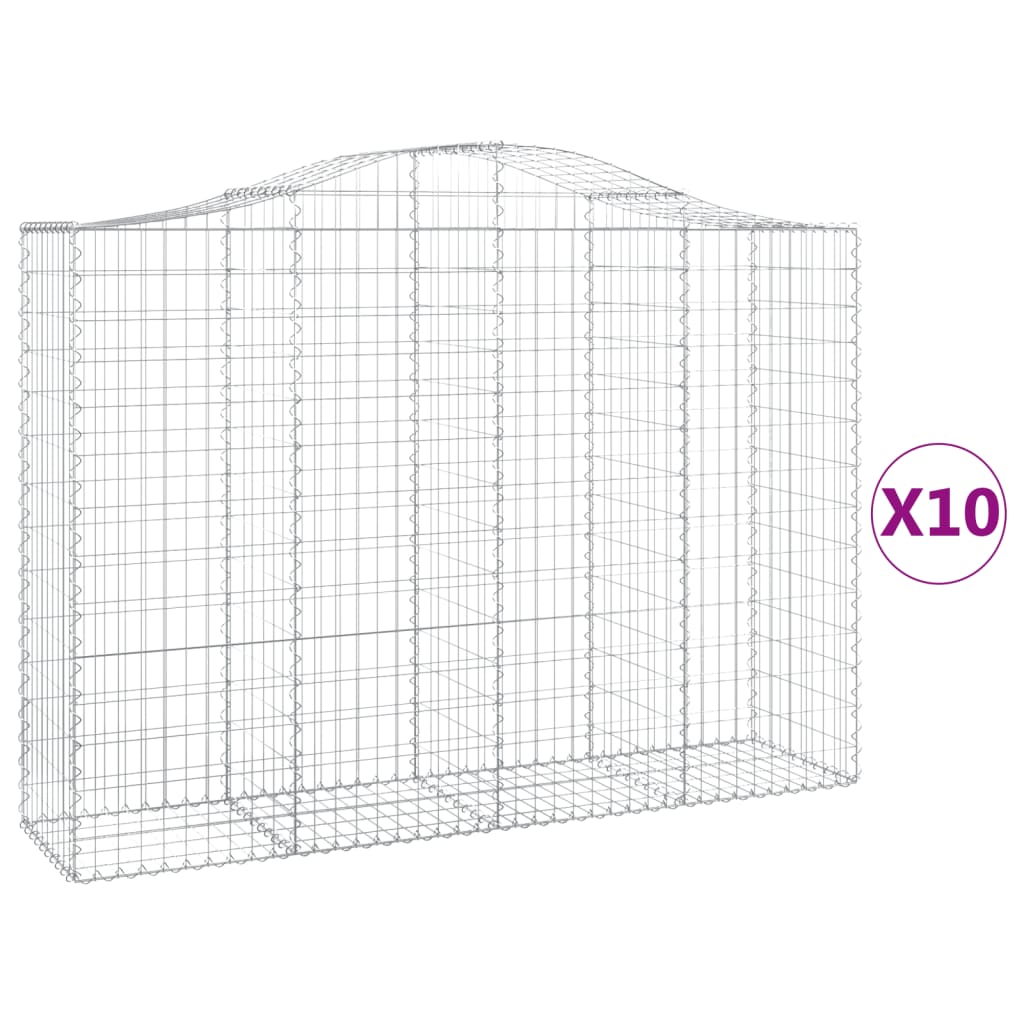Schanskorven 10 st gewelfd 200x50x140/160 cm ijzer 10 200 x 50 x 140/160 cm