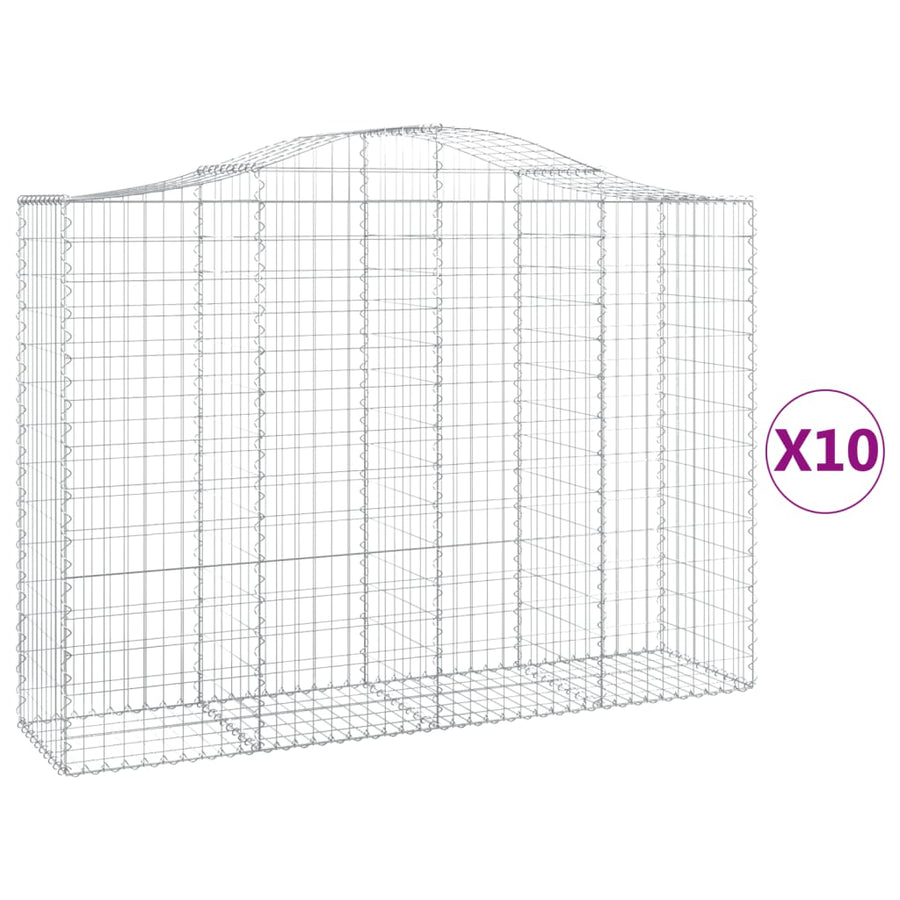 Schanskorven 10 st gewelfd 200x50x140/160 cm ijzer 10 200 x 50 x 140/160 cm