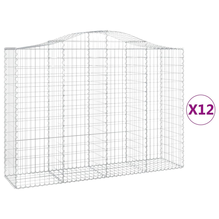 Schanskorven 12 st gewelfd 200x50x140/160 cm ijzer 12 200 x 50 x 140/160 cm