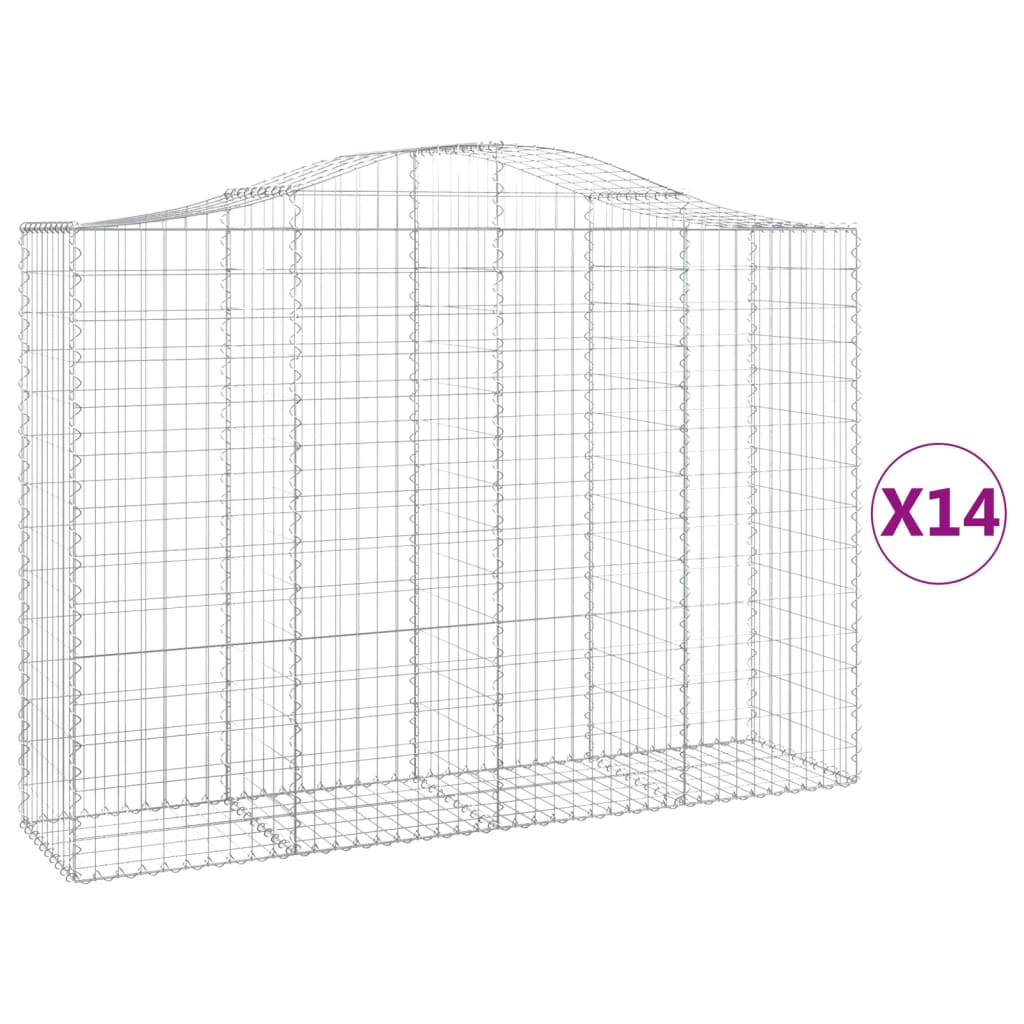 Schanskorven 14 st gewelfd 200x50x140/160 cm ijzer 14 200 x 50 x 140/160 cm
