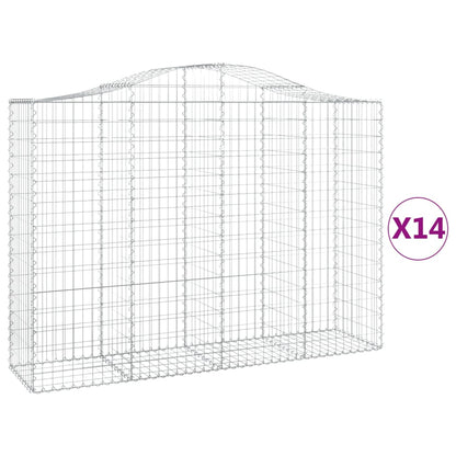 Schanskorven 14 st gewelfd 200x50x140/160 cm ijzer 14 200 x 50 x 140/160 cm