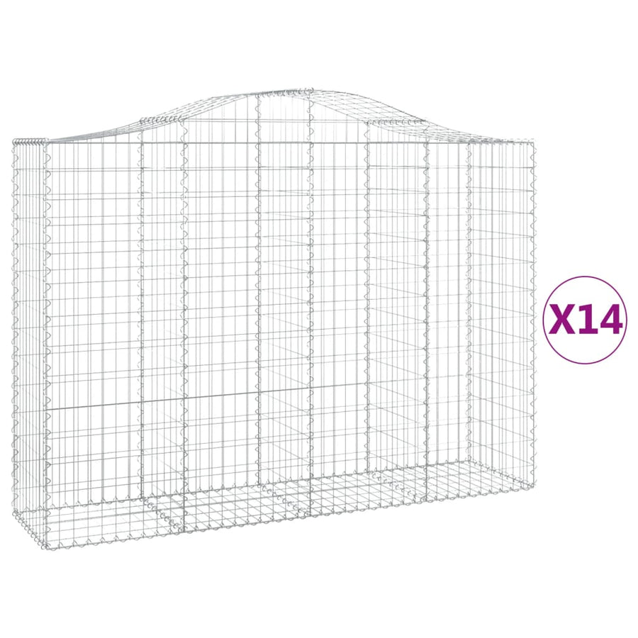 Schanskorven 14 st gewelfd 200x50x140/160 cm ijzer 14 200 x 50 x 140/160 cm