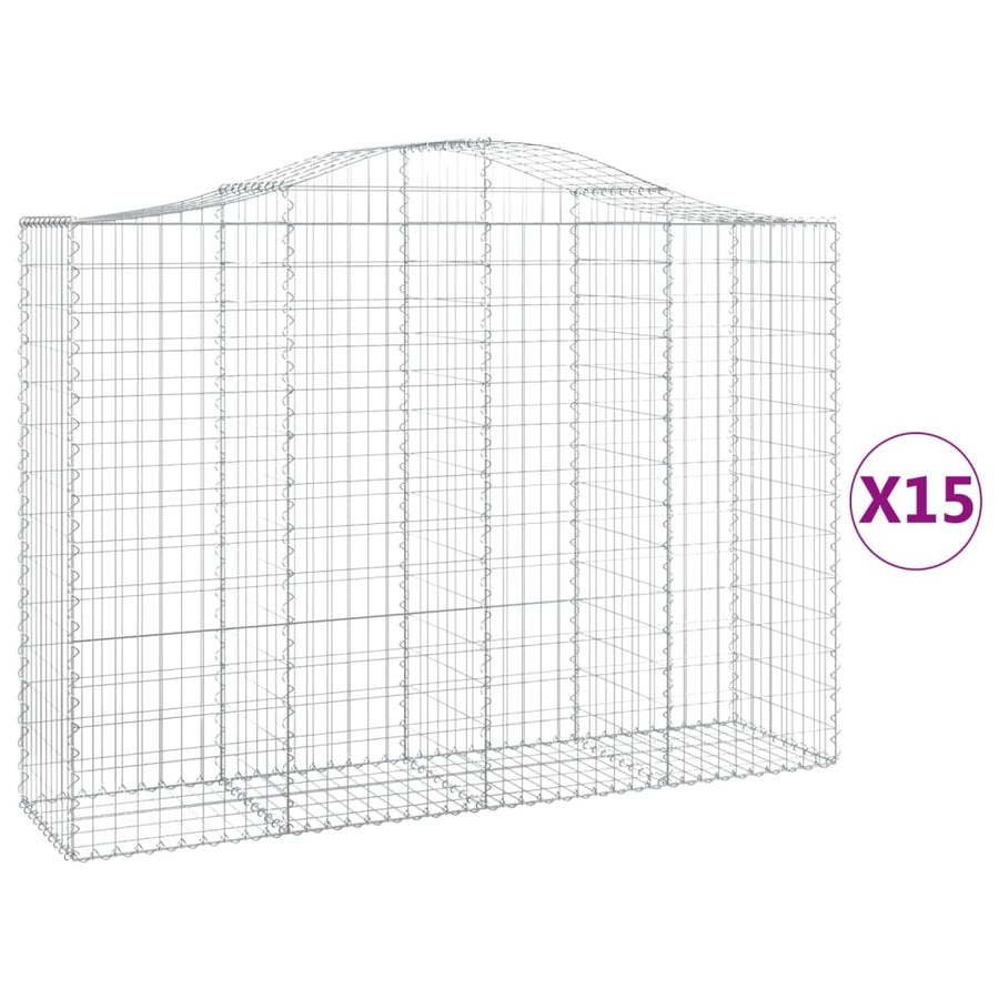 Schanskorven 15 st gewelfd 200x50x140/160 cm ijzer 15 200 x 50 x 140/160 cm