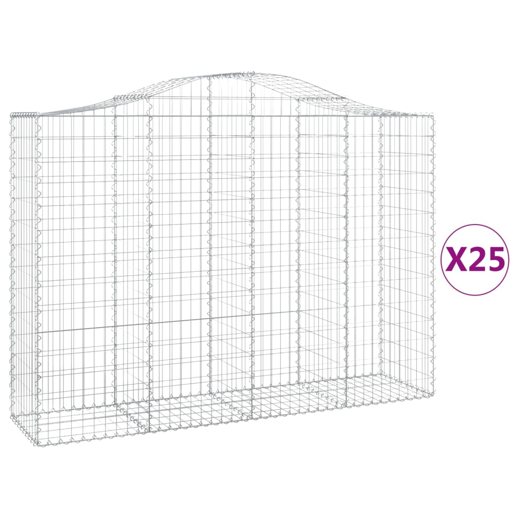 Schanskorven 25 st gewelfd 200x50x140/160 cm ijzer 25 200 x 50 x 140/160 cm