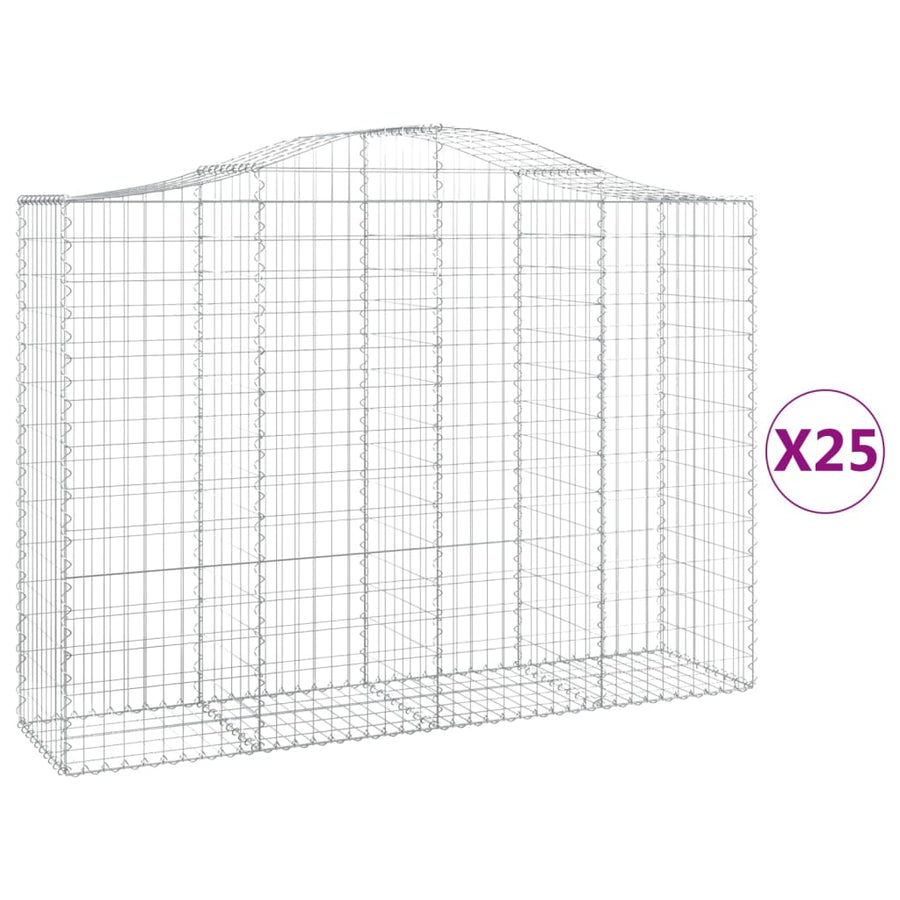 Schanskorven 25 st gewelfd 200x50x140/160 cm ijzer 25 200 x 50 x 140/160 cm