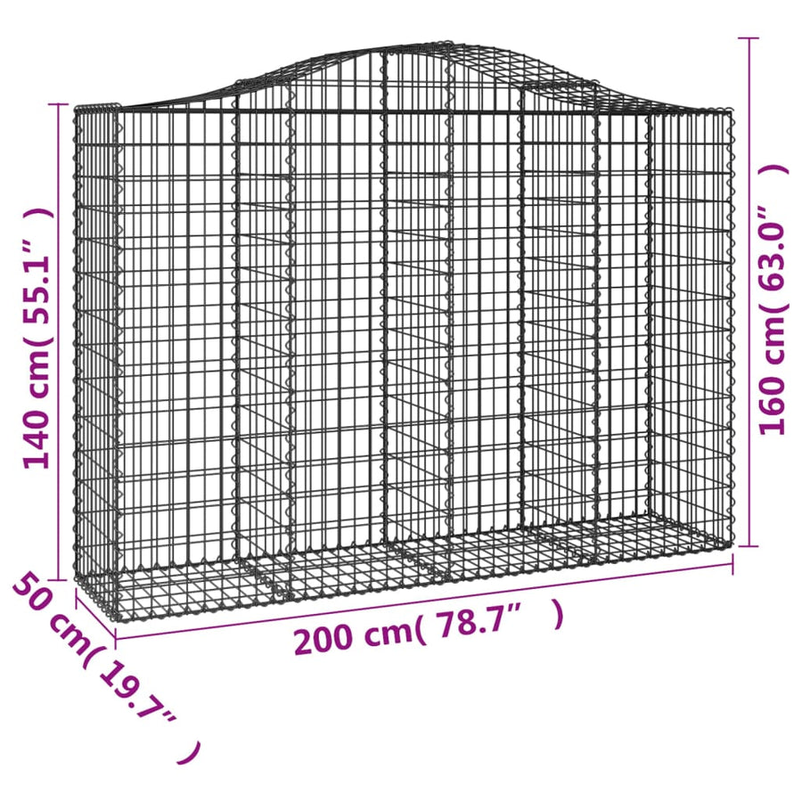 Schanskorven 25 st gewelfd 200x50x140/160 cm ijzer 25 200 x 50 x 140/160 cm