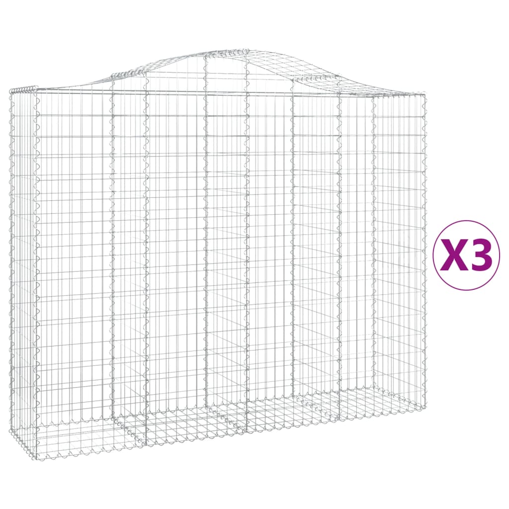 Schanskorven 3 st gewelfd 200x50x160/180 cm ijzer 3 200 x 50 x 160/180 cm