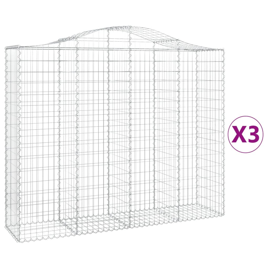 Schanskorven 3 st gewelfd 200x50x160/180 cm ijzer 3 200 x 50 x 160/180 cm