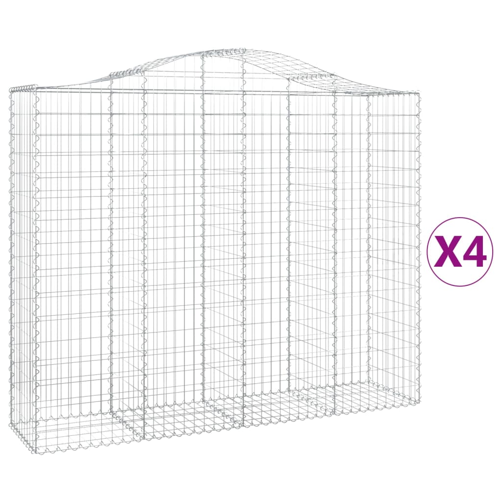 Schanskorven 4 st gewelfd 200x50x160/180 cm ijzer 4 200 x 50 x 160/180 cm