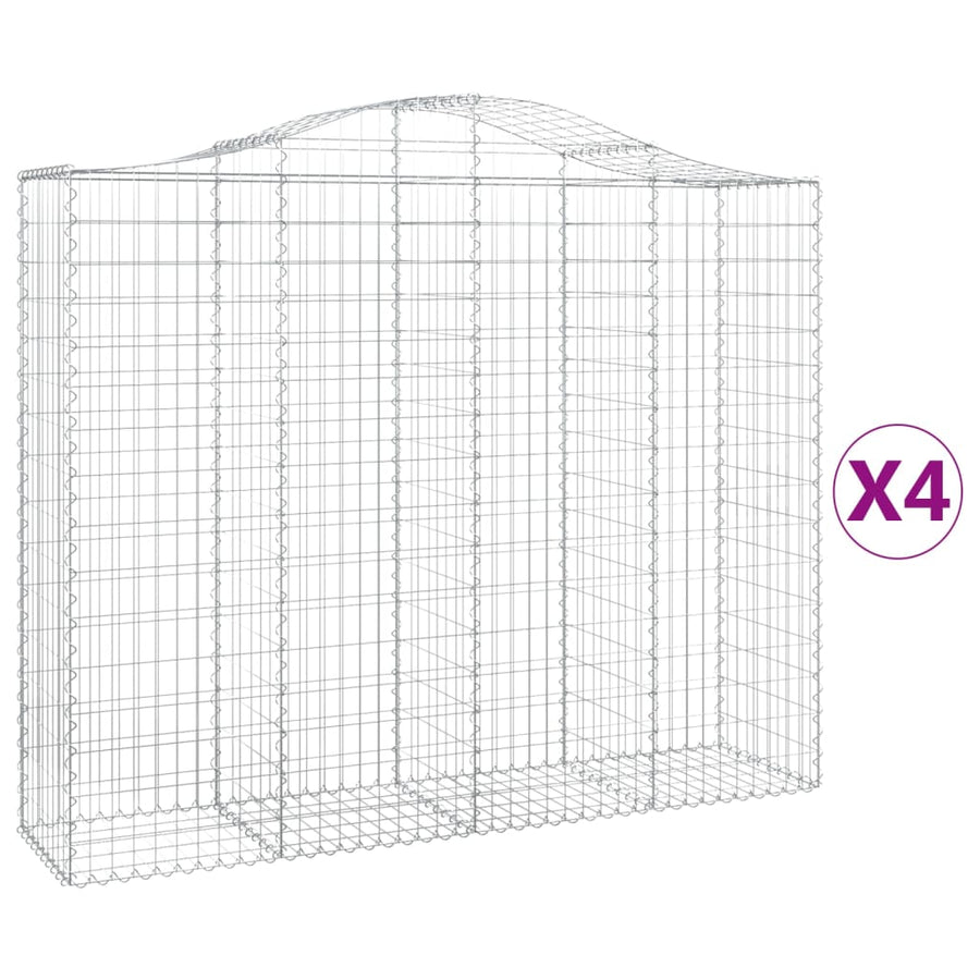 Schanskorven 4 st gewelfd 200x50x160/180 cm ijzer 4 200 x 50 x 160/180 cm