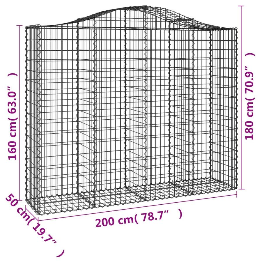 Schanskorven 4 st gewelfd 200x50x160/180 cm ijzer 4 200 x 50 x 160/180 cm
