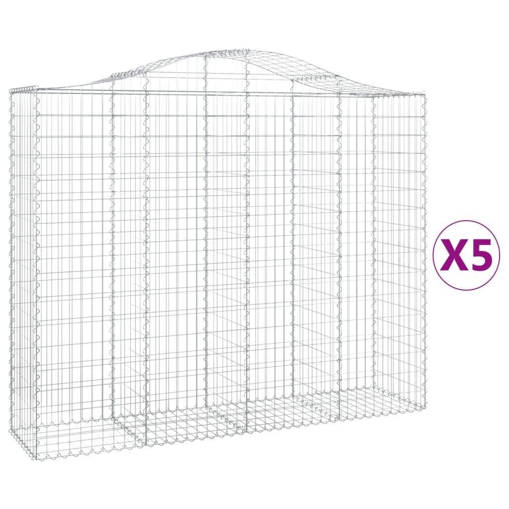 Schanskorven 5 st gewelfd 200x50x160/180 cm ijzer 5 200 x 50 x 160/180 cm