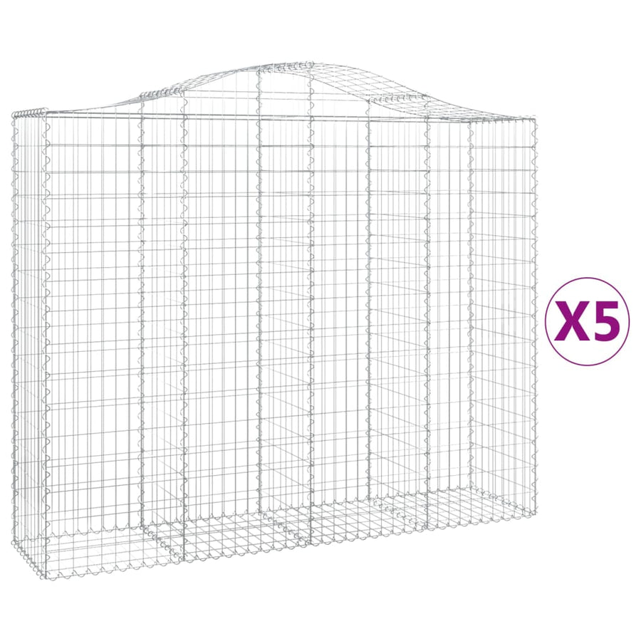 Schanskorven 5 st gewelfd 200x50x160/180 cm ijzer 5 200 x 50 x 160/180 cm