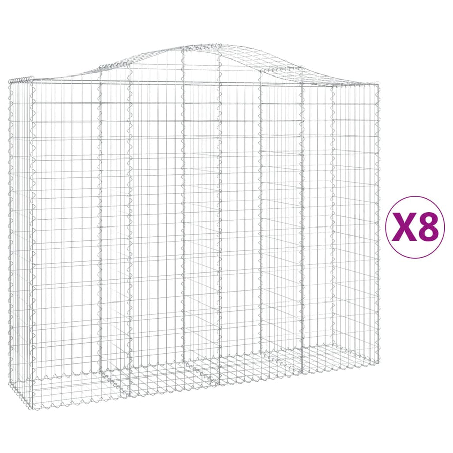 Schanskorven 8 st gewelfd 200x50x160/180 cm ijzer 8 200 x 50 x 160/180 cm