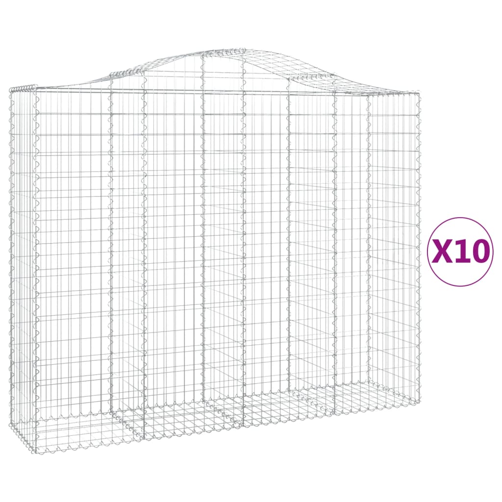 Schanskorven 10 st gewelfd 200x50x160/180 cm ijzer 10 200 x 50 x 160/180 cm