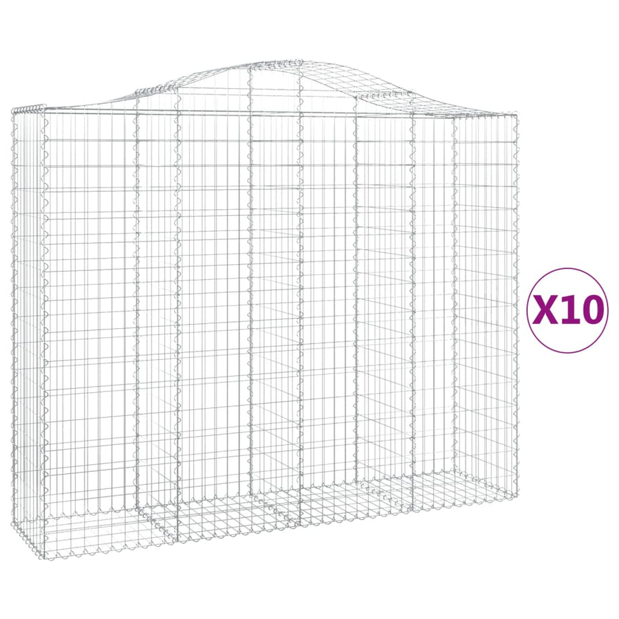 Schanskorven 10 st gewelfd 200x50x160/180 cm ijzer 10 200 x 50 x 160/180 cm