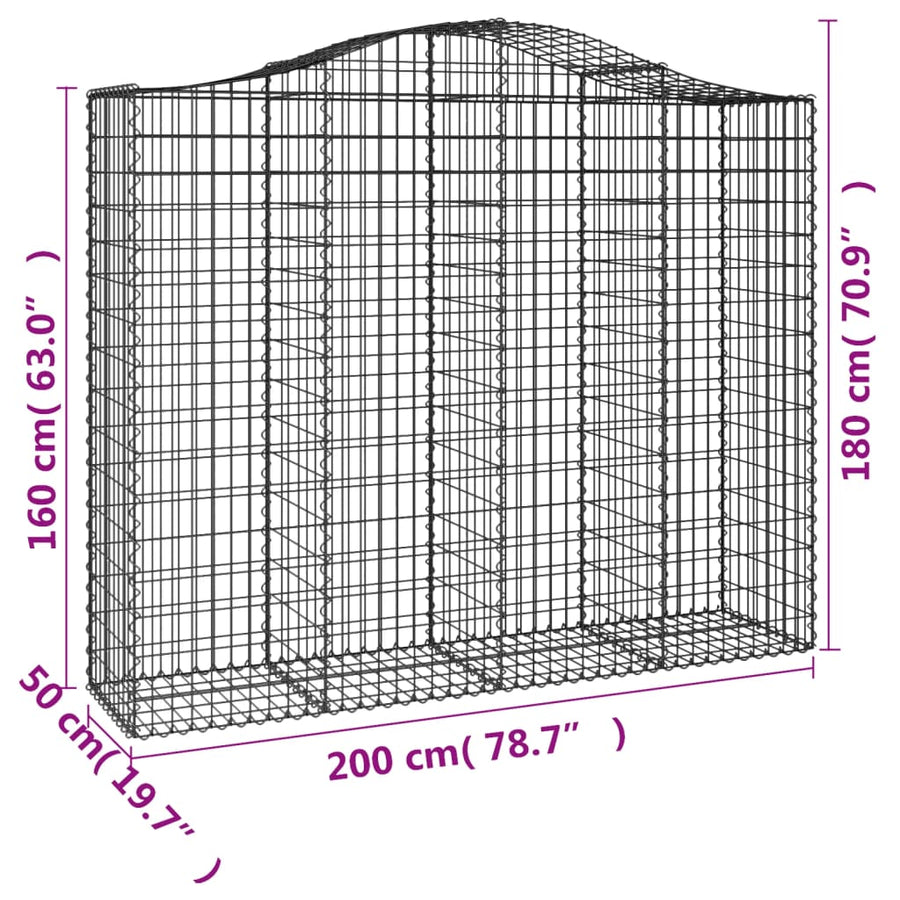 Schanskorven 10 st gewelfd 200x50x160/180 cm ijzer 10 200 x 50 x 160/180 cm