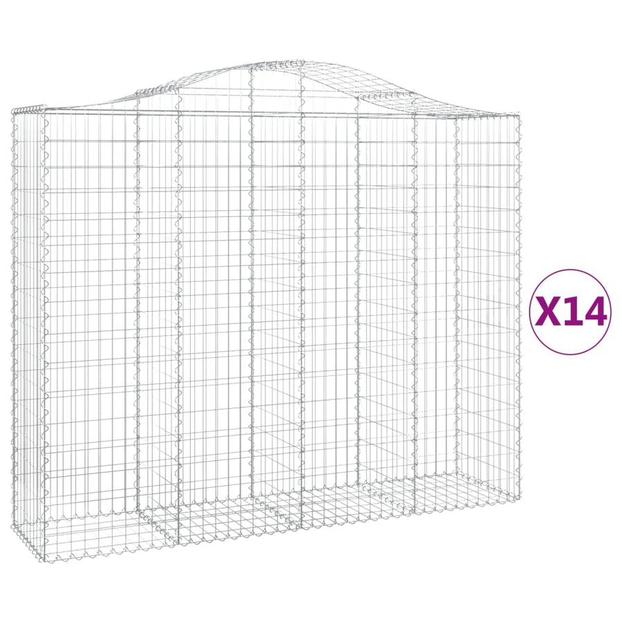 Schanskorven 14 st gewelfd 200x50x160/180 cm ijzer 14 200 x 50 x 160/180 cm