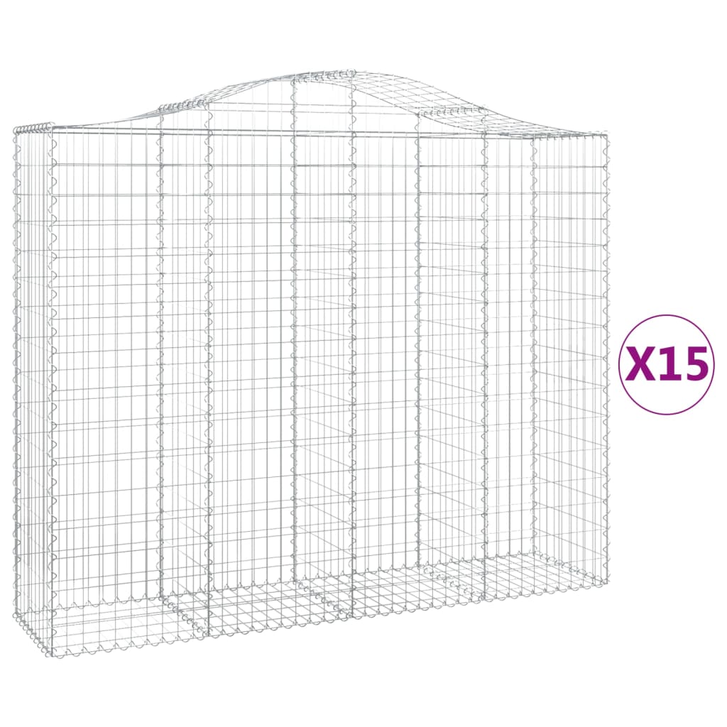 Schanskorven 15 st gewelfd 200x50x160/180 cm ijzer 15 200 x 50 x 160/180 cm
