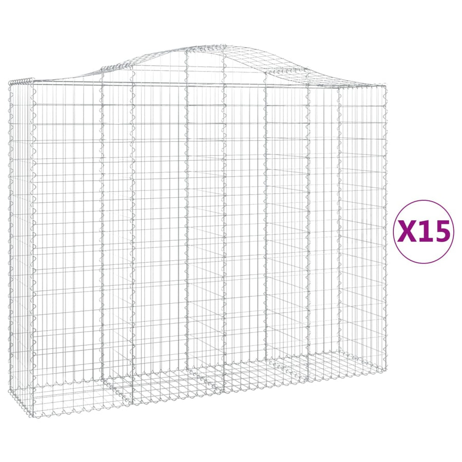Schanskorven 15 st gewelfd 200x50x160/180 cm ijzer 15 200 x 50 x 160/180 cm