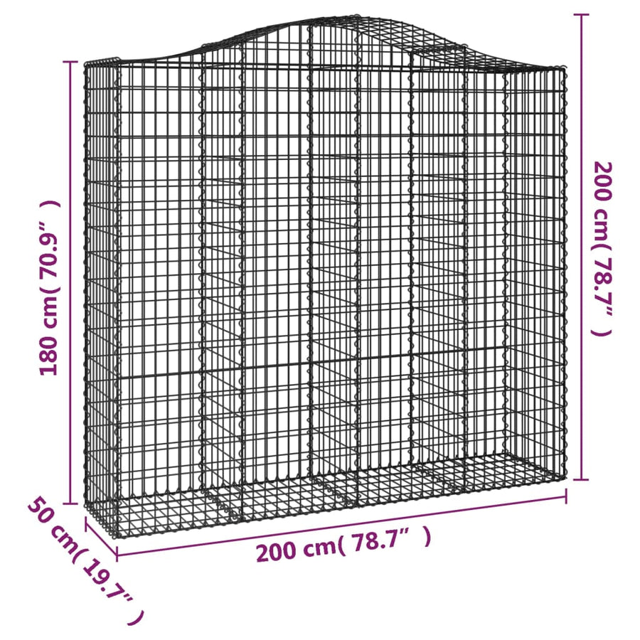 Schanskorven 3 st gewelfd 200x50x180/200 cm ijzer 3 200 x 50 x 180/200 cm